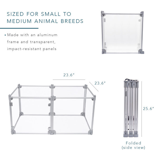 Front Row Clear Dog Pen, Transparent Pet Pen, Adjustable 6Panel